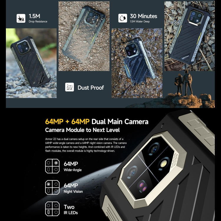 Ulefone Armor 22, IP68/IP69K Rugged Phone, 6.58 inch Android 13 MediaTek Helio G96 Octa Core, Network: 4G, NFC, OTG Ulefone Armor 22, IP68/IP69K Rugged Phone, 6.58 inch Android 13 MediaTek Helio G96 Octa Core, Network: 4G, NFC, OTG